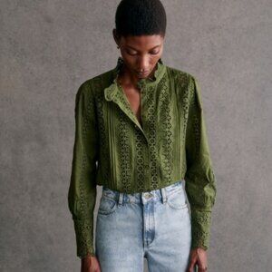 EUC Sezane Rym Shirt Garden Green Size 6/38